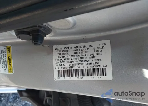 2014 Honda Accord Lx z USA, uszkodzony, nr VIN 1HGCR2F37EA136757